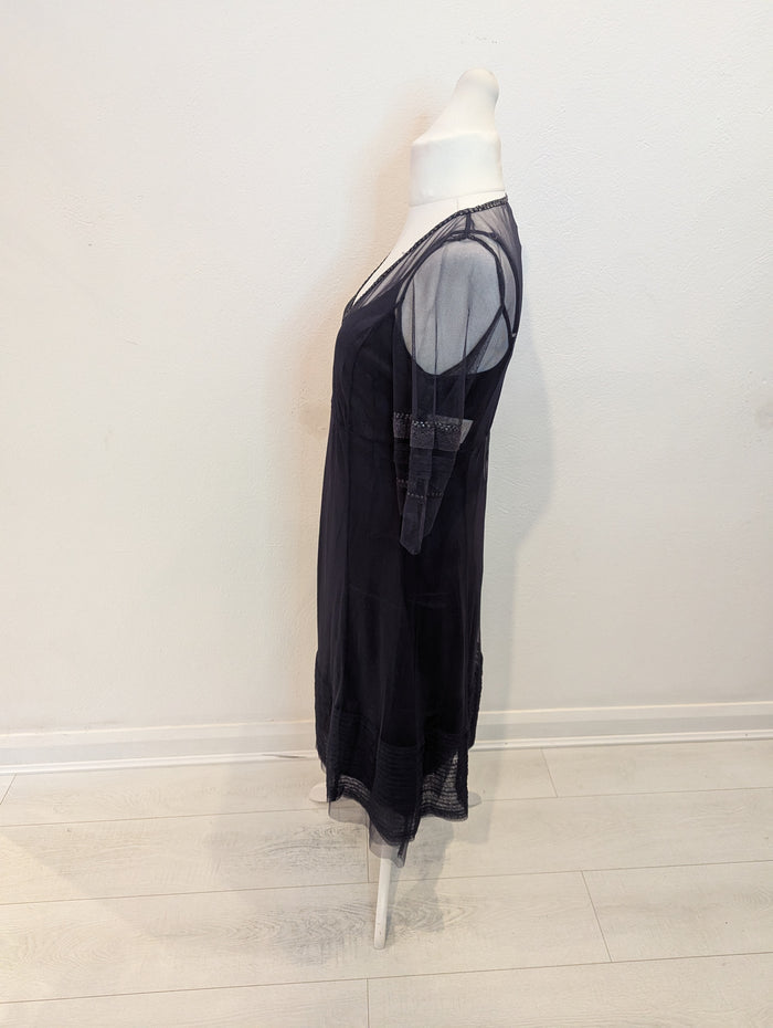 NoaNoa grey chiffon overlay dress M