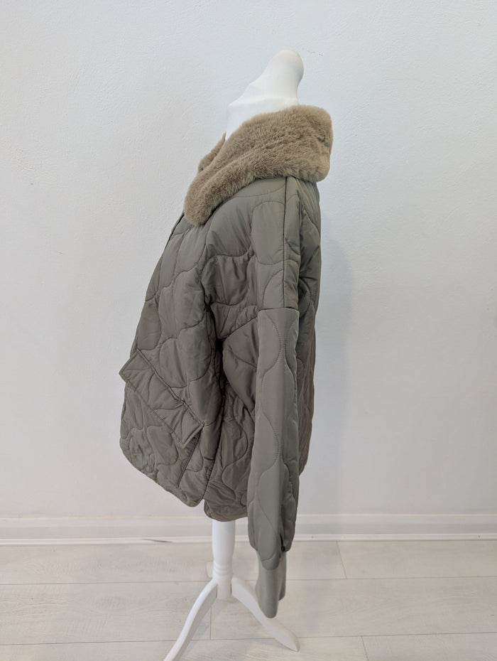 Noisy May Green Quilted Coat L