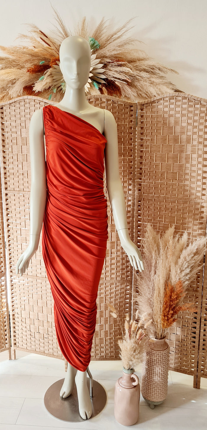 Norma Kamali Rust One shoulder Dress Size M