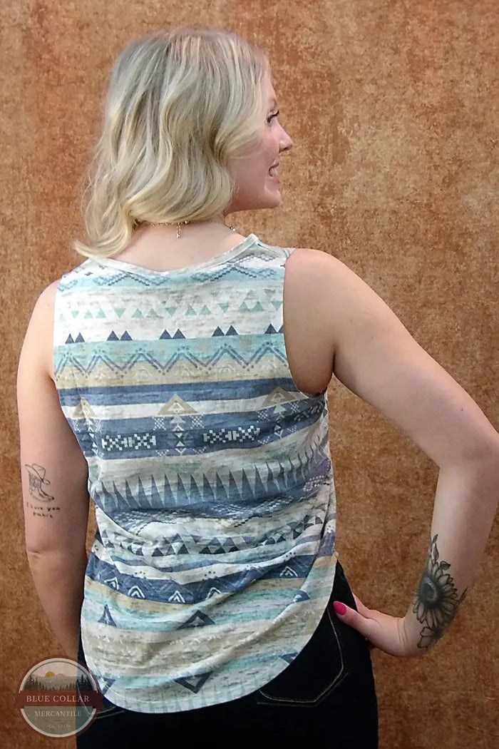 North River Apparel NRL1421 Lara Burn Out Crew Tank Top in Sterling back view