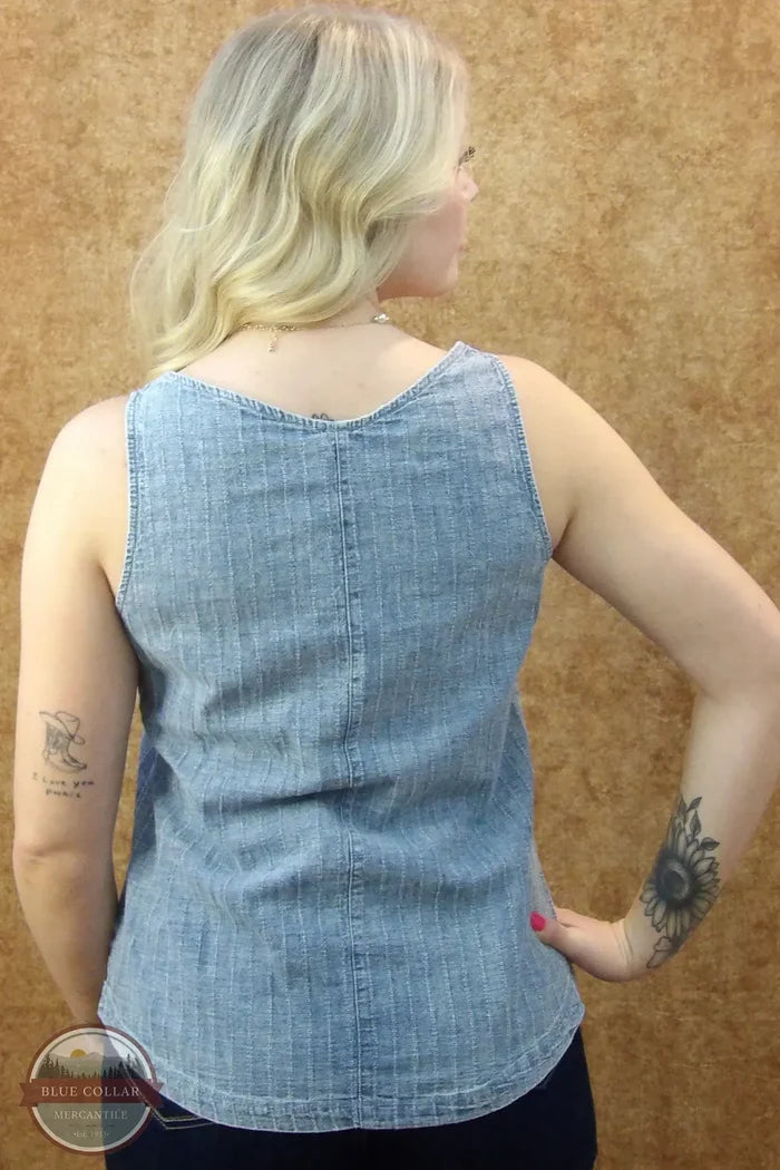 North River Apparel NRL5112-CHAMB Bimini Sleeveless Woven Henley Top Back View