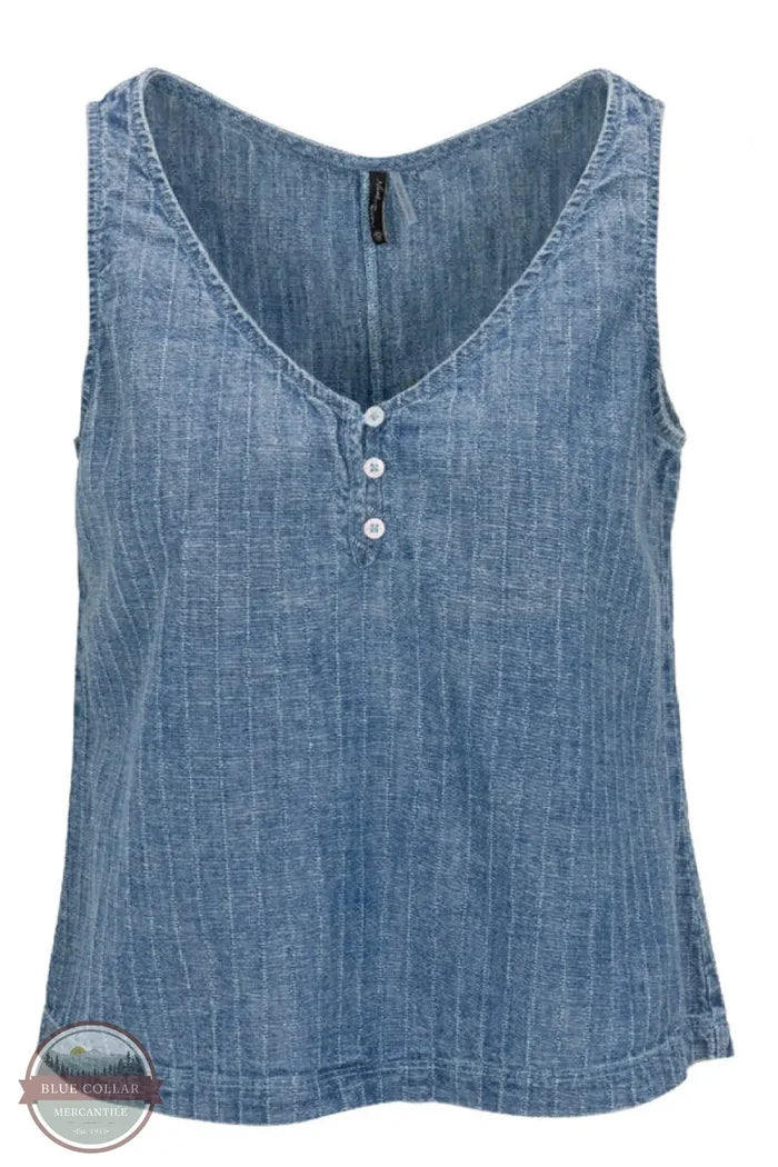 North River Apparel NRL5112-CHAMB Bimini Sleeveless Woven Henley Top Product only view