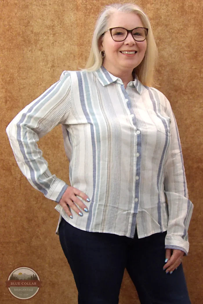 North River Apparel NRL6391 Abaco Woven Long Sleeve Button Down Shirt front view
