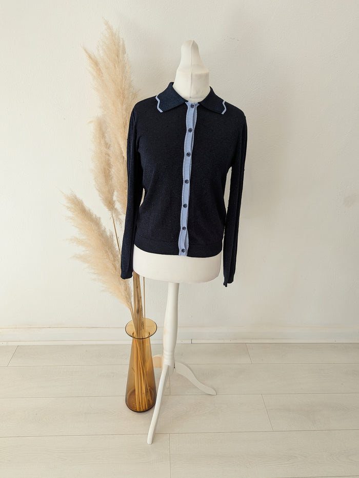Numph Navy Lurex Cardigan M