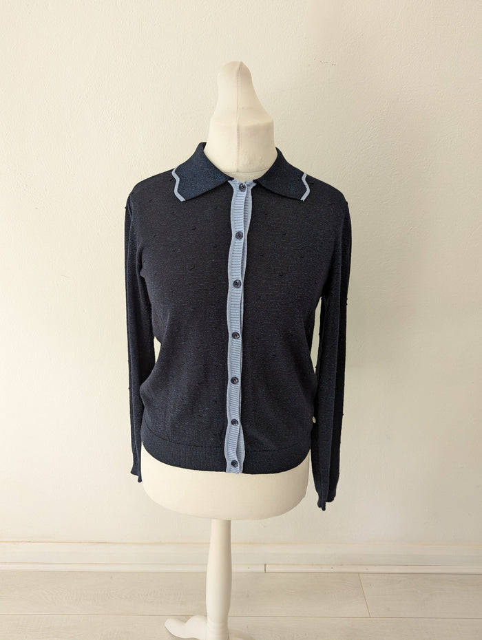 Numph Navy Lurex Cardigan M
