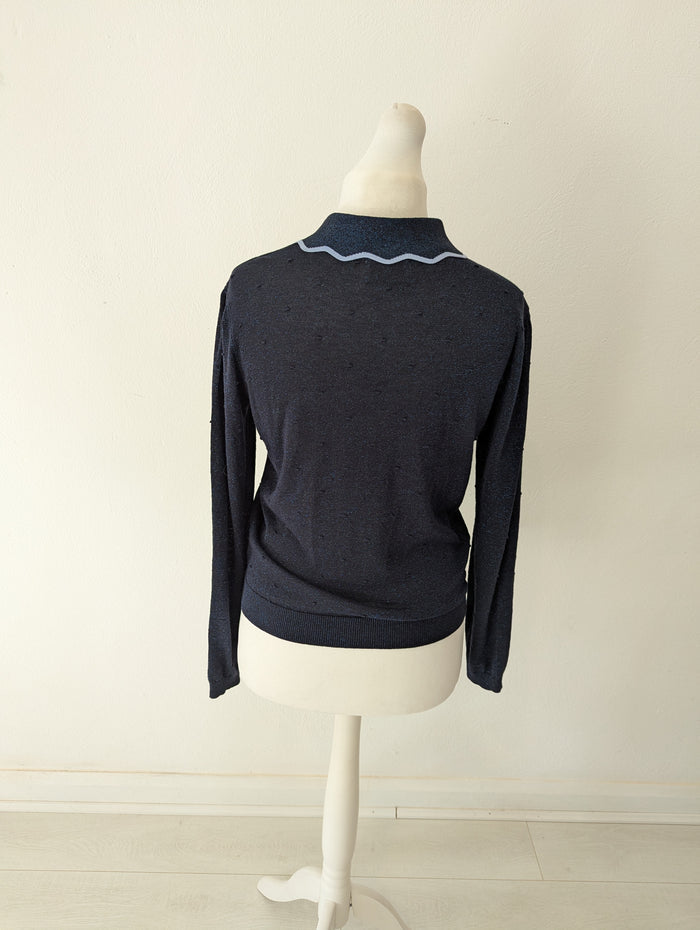 Numph Navy Lurex Cardigan M