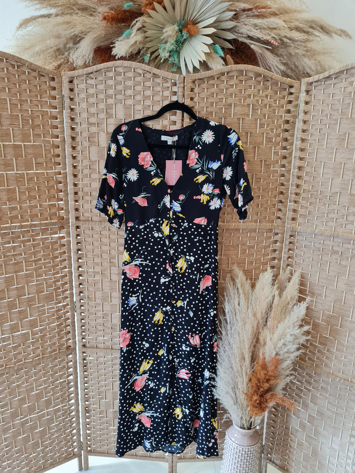Oasis Black floral maxi New RRP £55