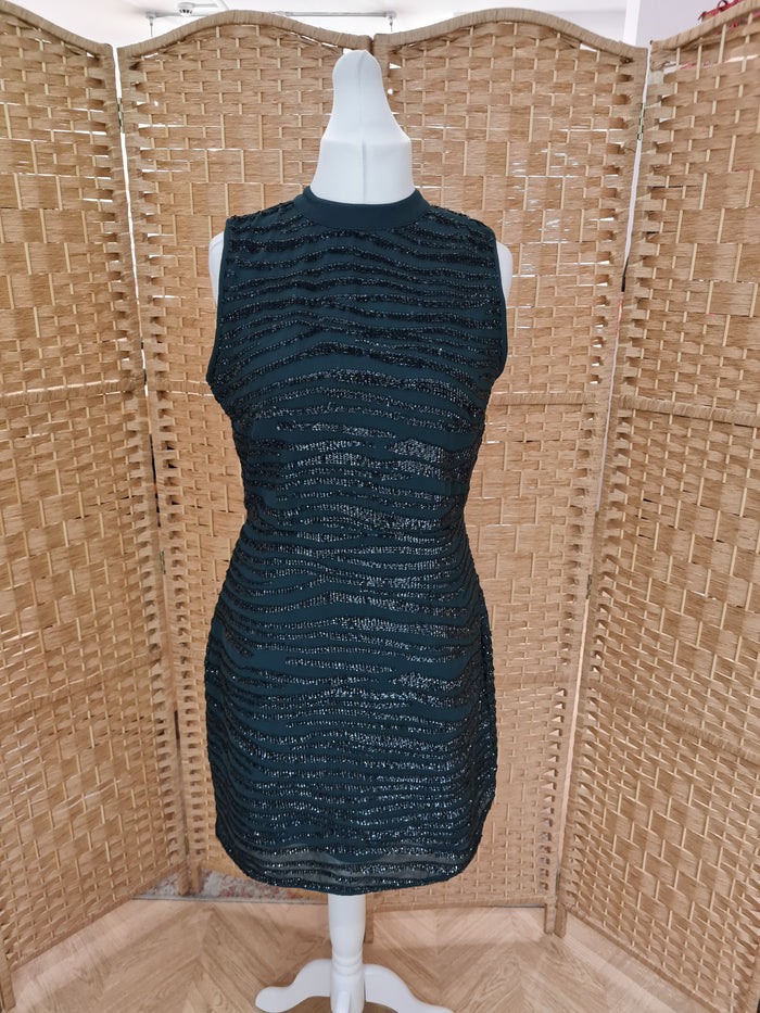 Oasis Green Sequin Dress 14 RRP £85