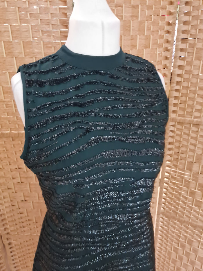 Oasis Green Sequin Dress 14 RRP £85
