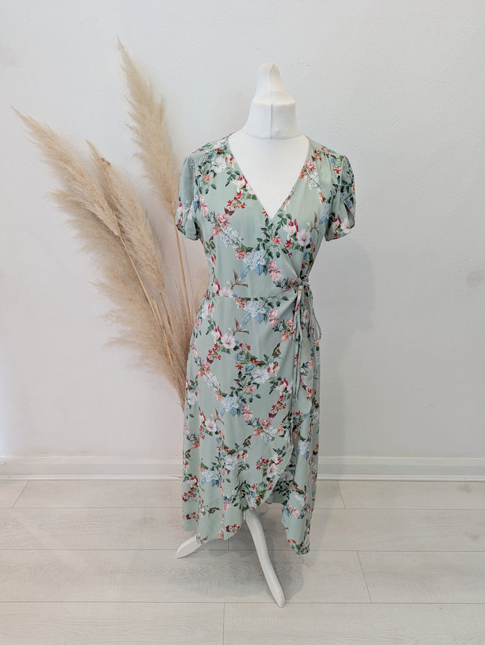 Oasis Mint Floral Wrap Dress 12