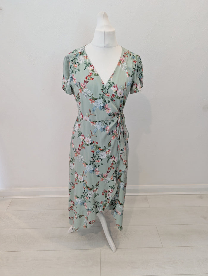 Oasis Mint Floral Wrap Dress 12