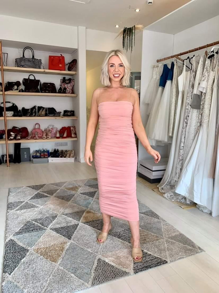 Oh Polly Blush Ruched Dress 10