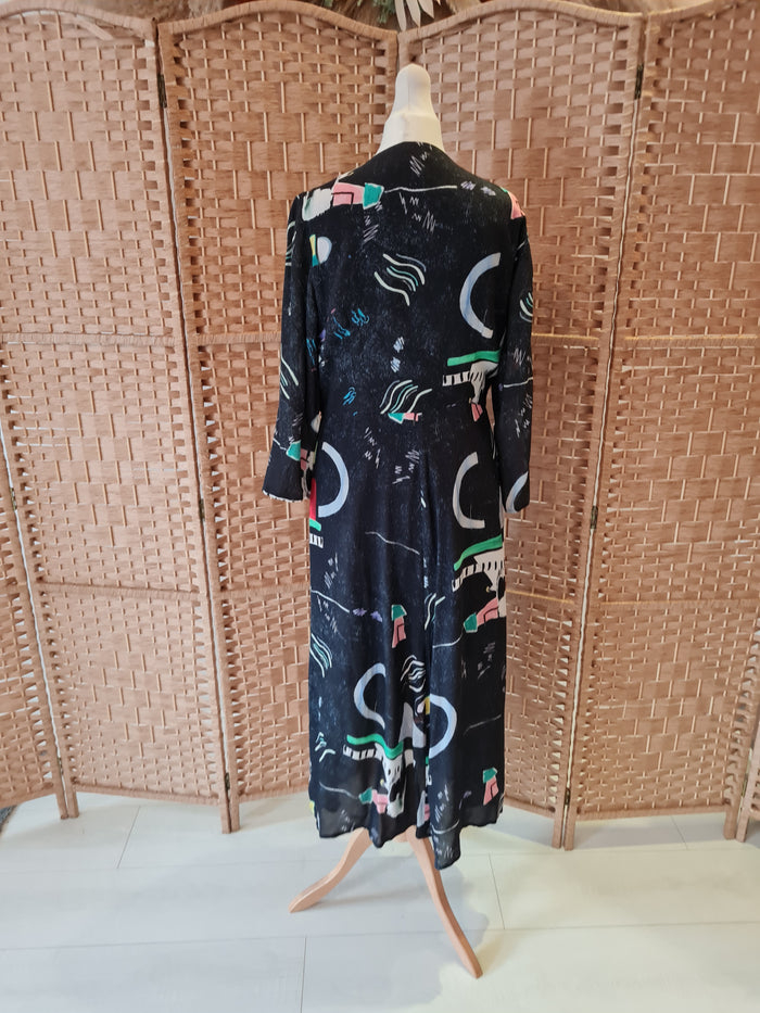 Oliver Bonas Black Print Wrap dress 10