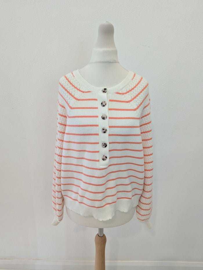 Oliver Bonas Cream Peach Stripe Jumper 8