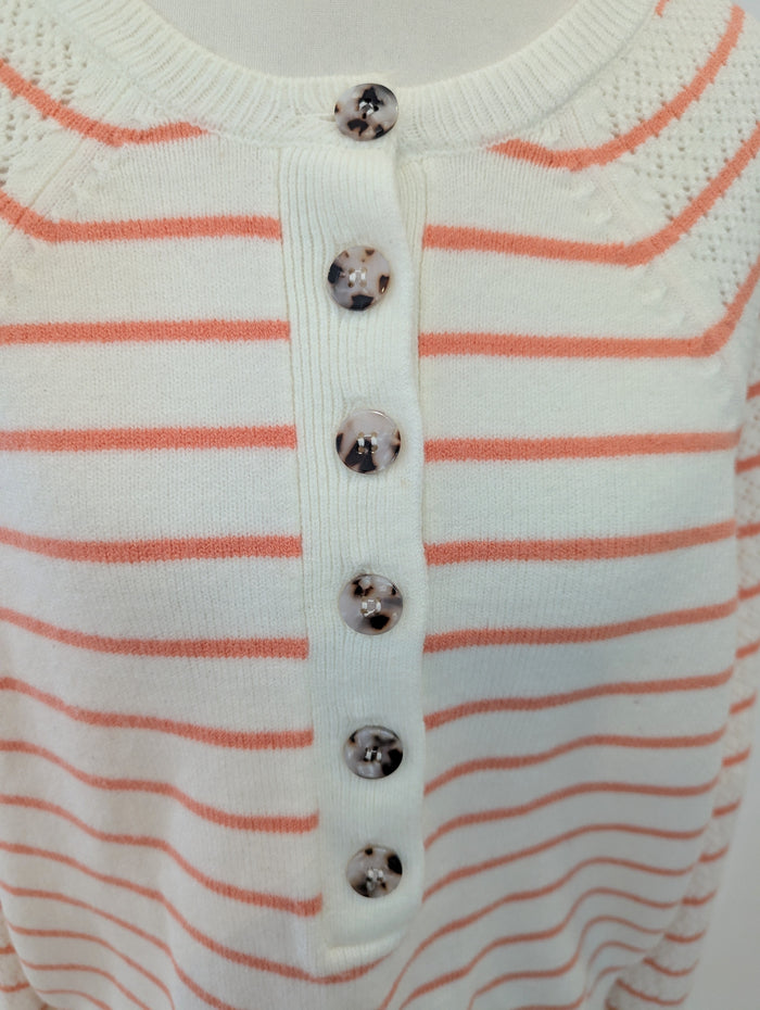 Oliver Bonas Cream Peach Stripe Jumper 8