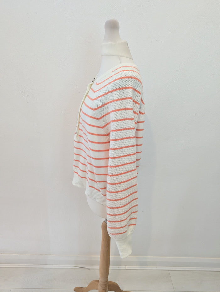 Oliver Bonas Cream Peach Stripe Jumper 8