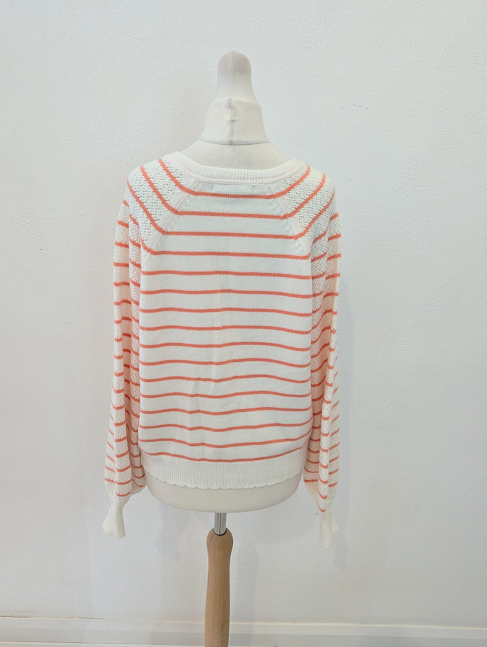Oliver Bonas Cream Peach Stripe Jumper 8