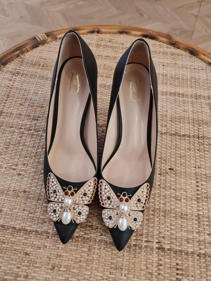 O&M Black Butterfly Shoes 7