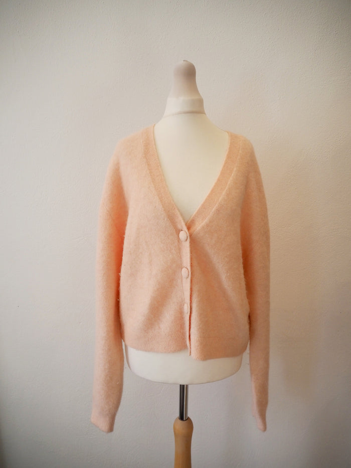 & Other Stories Pink fluffy cardigan L