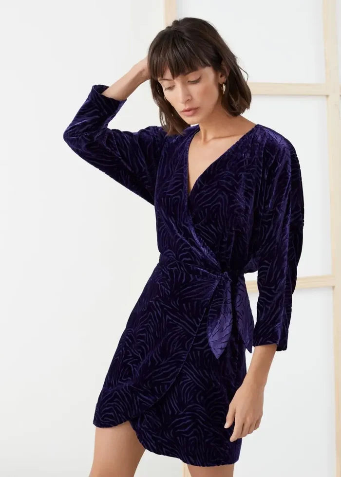 & Other Stories purple velour Dress 8