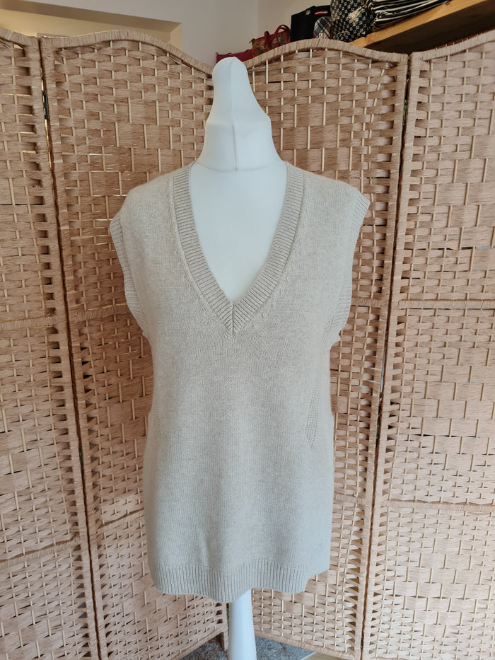 Oui Oatmeal Wool Sweater Oversized Vest Size 8