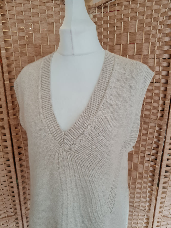 Oui Oatmeal Wool Sweater Oversized Vest Size 8