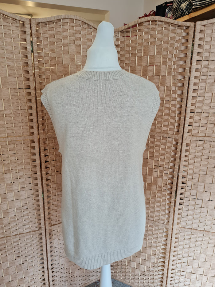 Oui Oatmeal Wool Sweater Oversized Vest Size 8