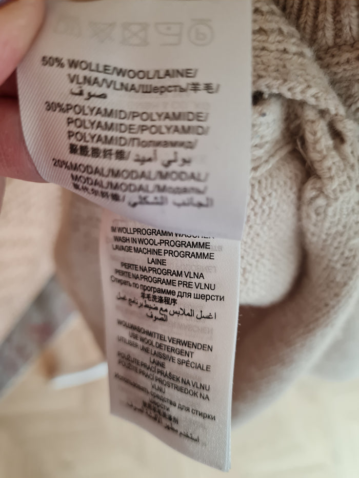 Oui Oatmeal Wool Sweater Oversized Vest Size 8