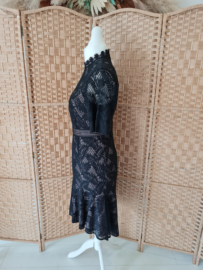 Paisie Black & Nude Lace Dress Size 12 New RRP £99