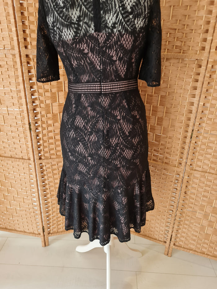 Paisie Black & Nude Lace Dress Size 12 New RRP £99