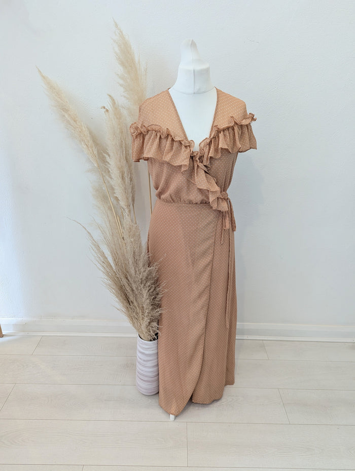 Paisie Tan Dot Wrap Dress 10