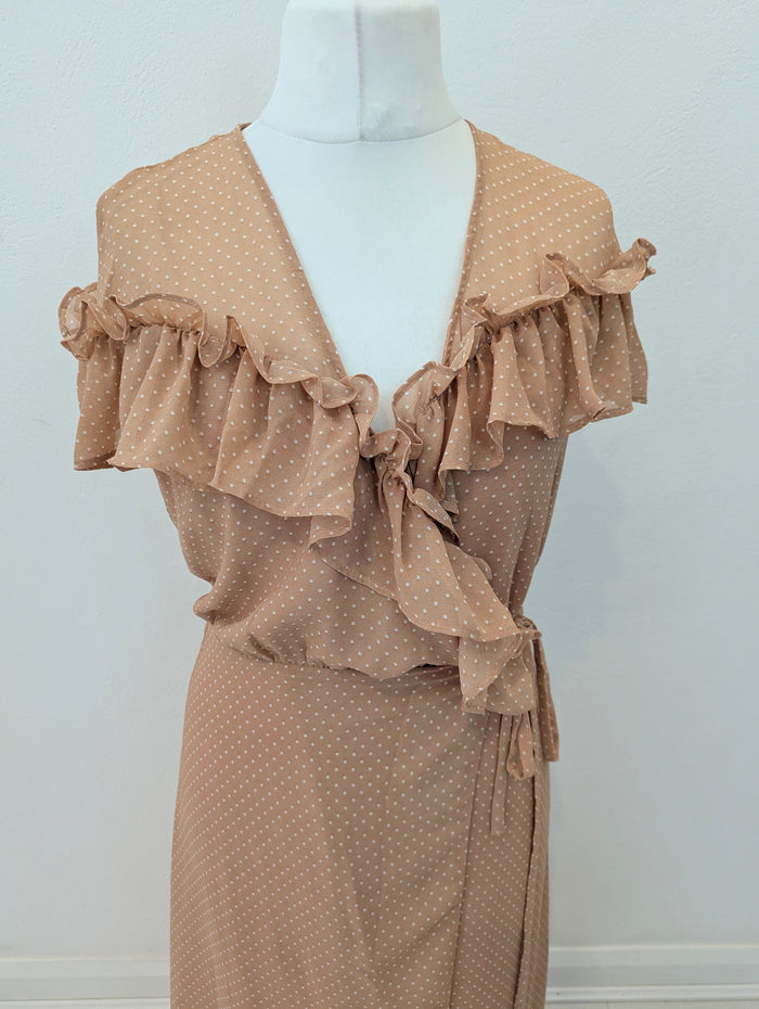 Paisie Tan Dot Wrap Dress 10