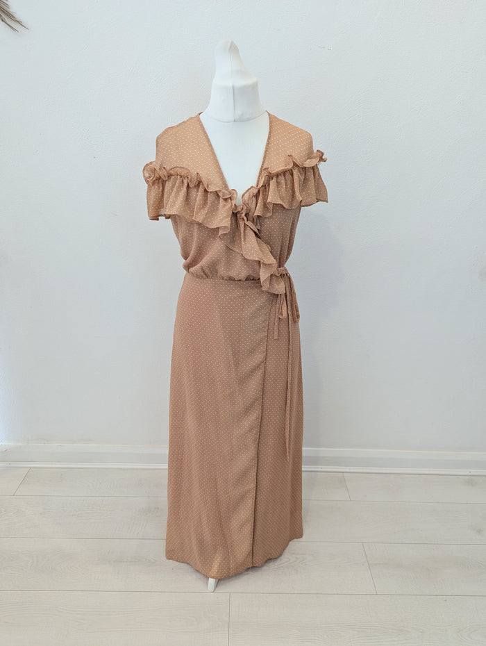 Paisie Tan Dot Wrap Dress 10