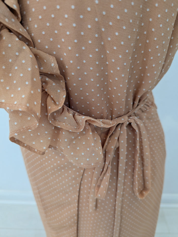 Paisie Tan Dot Wrap Dress 10