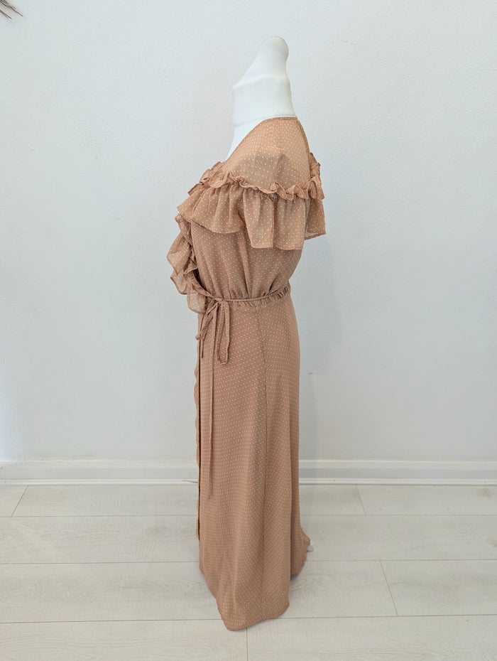 Paisie Tan Dot Wrap Dress 10