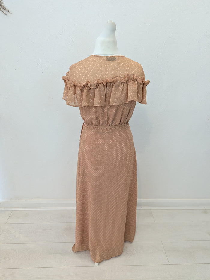 Paisie Tan Dot Wrap Dress 10