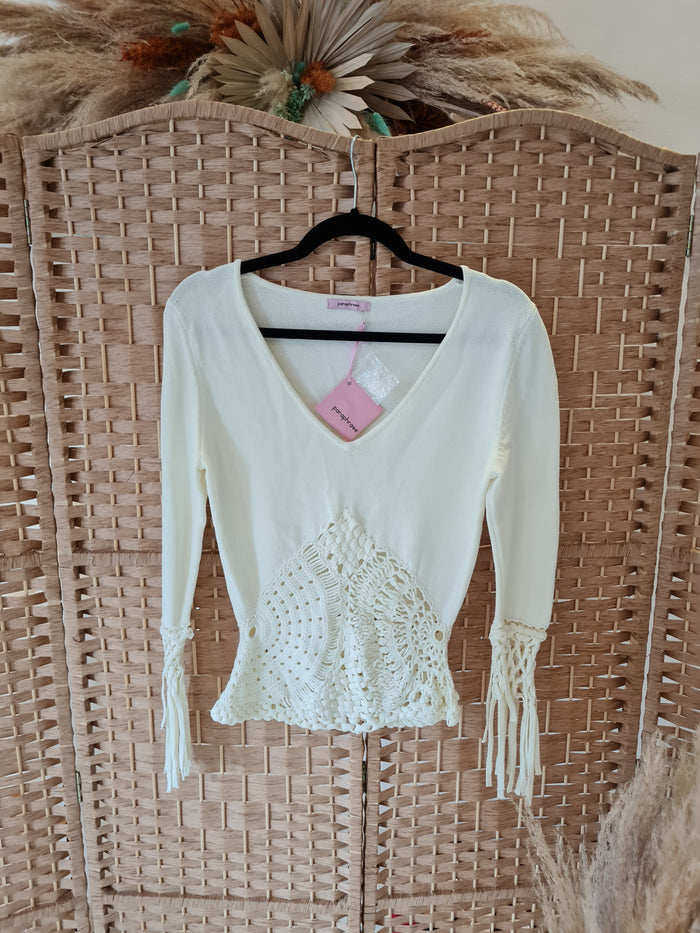 Paraphrase Cream crochet Jumper M New