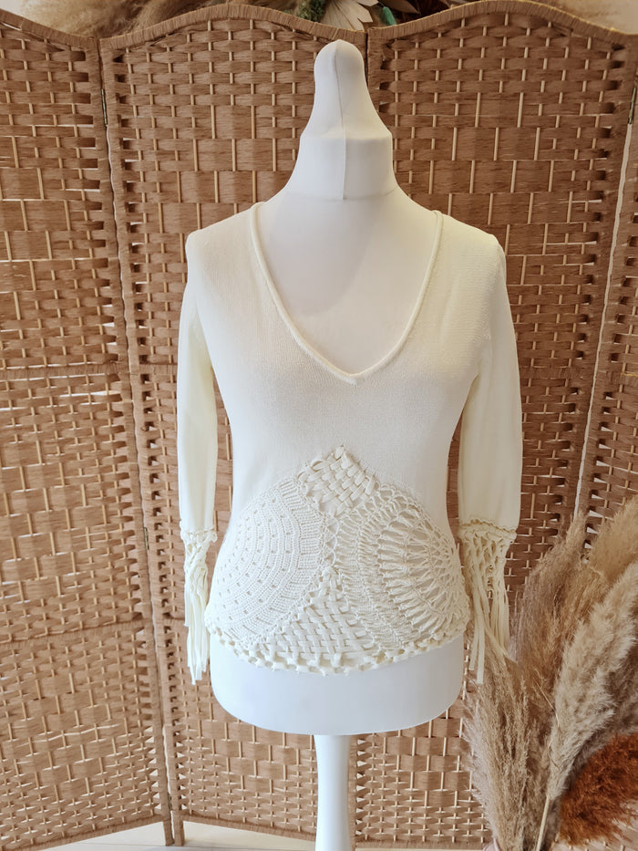 Paraphrase Cream crochet Jumper M New