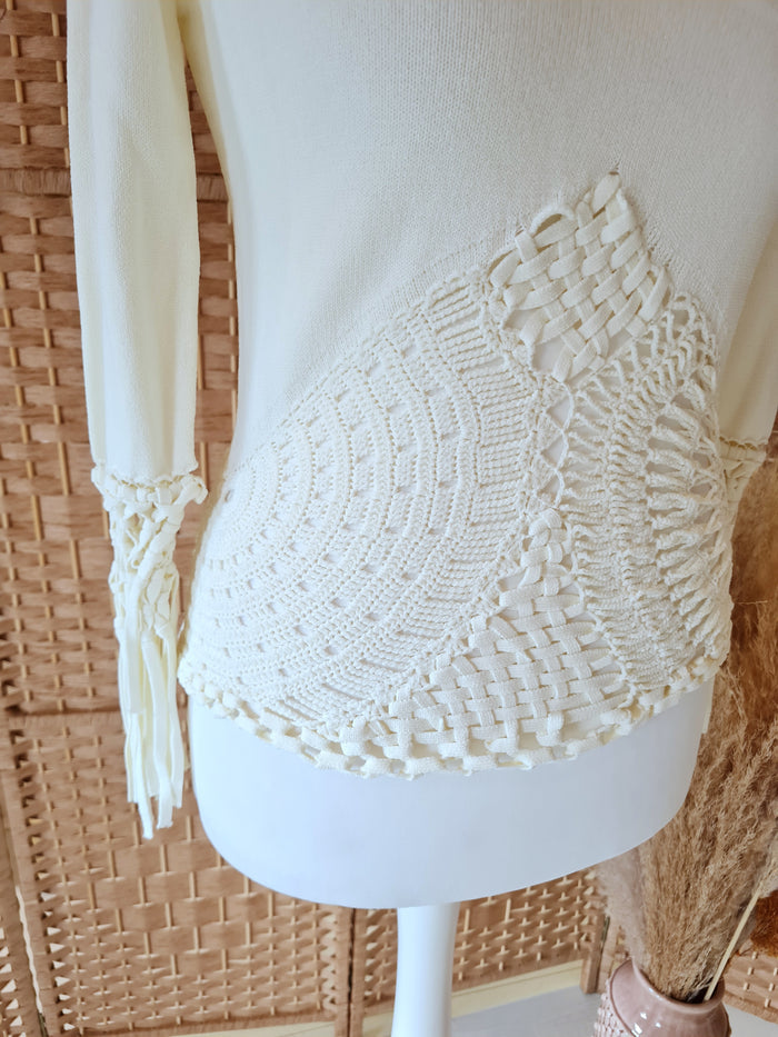 Paraphrase Cream crochet Jumper M New