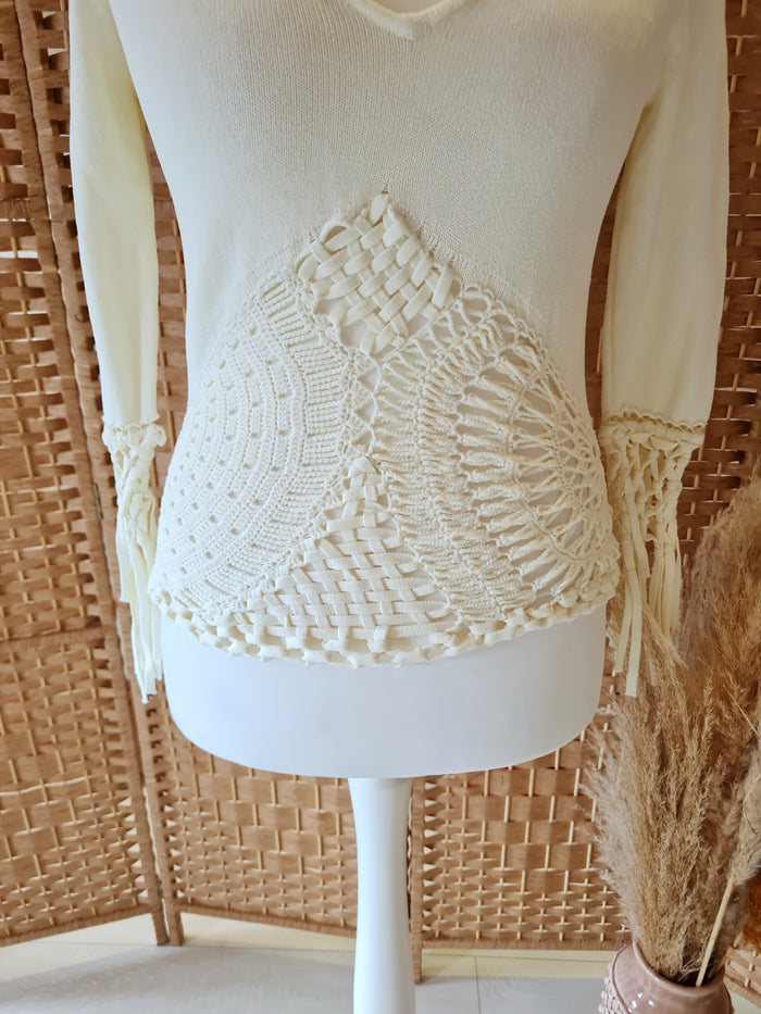 Paraphrase Cream crochet Jumper M New