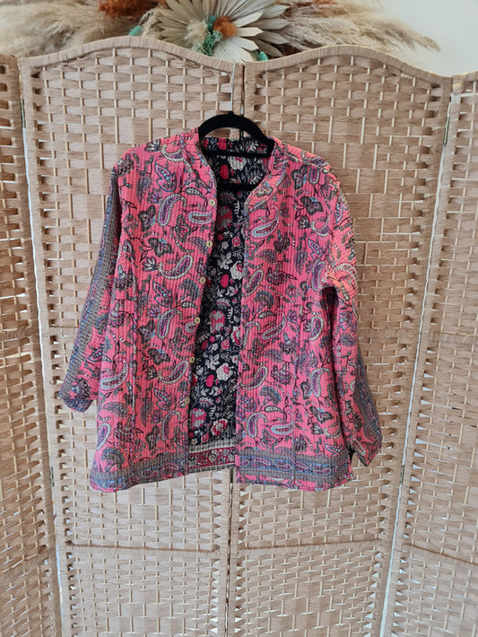 Patterned round neck jacket M