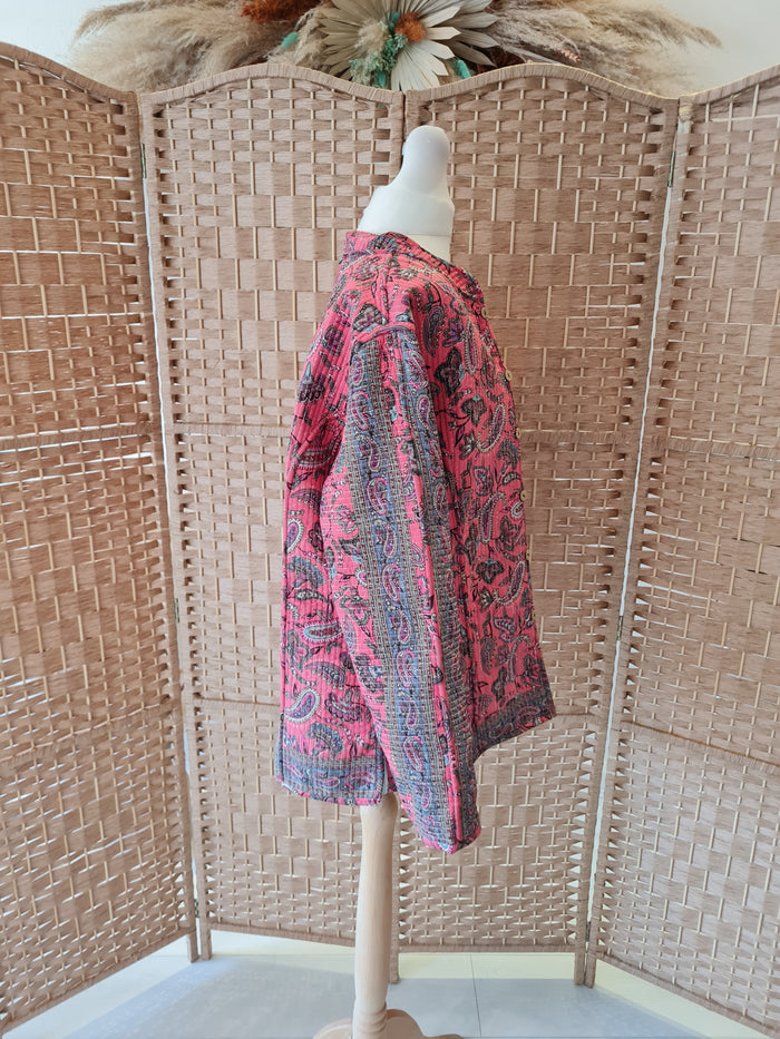 Patterned round neck jacket M