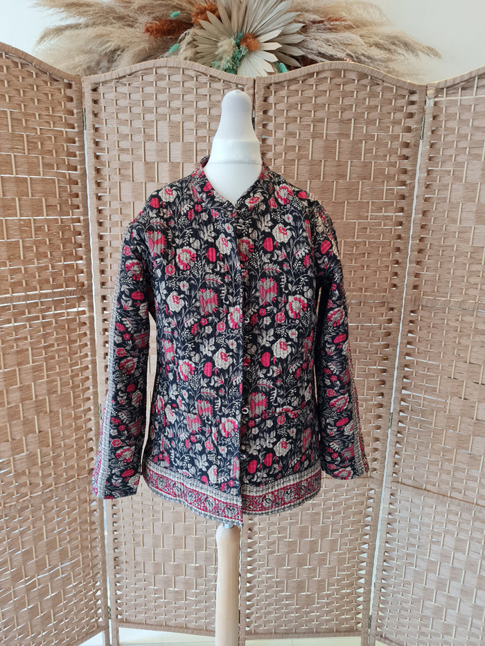 Patterned round neck jacket M