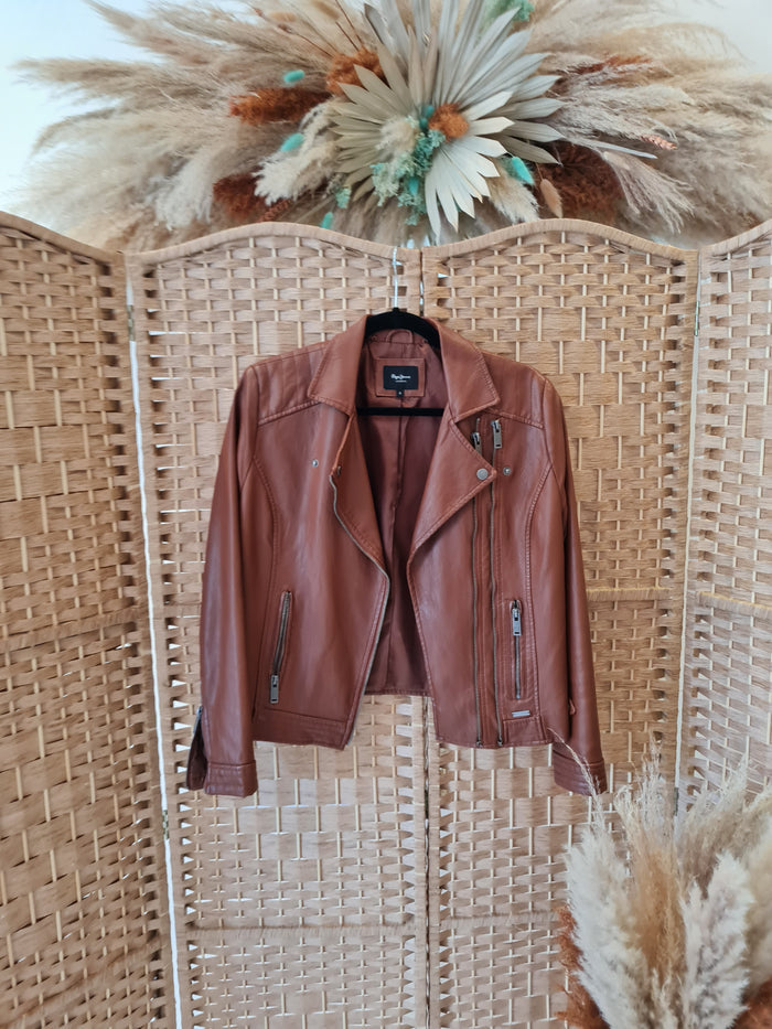 Pepe Jeans Brown Leather Jacket M