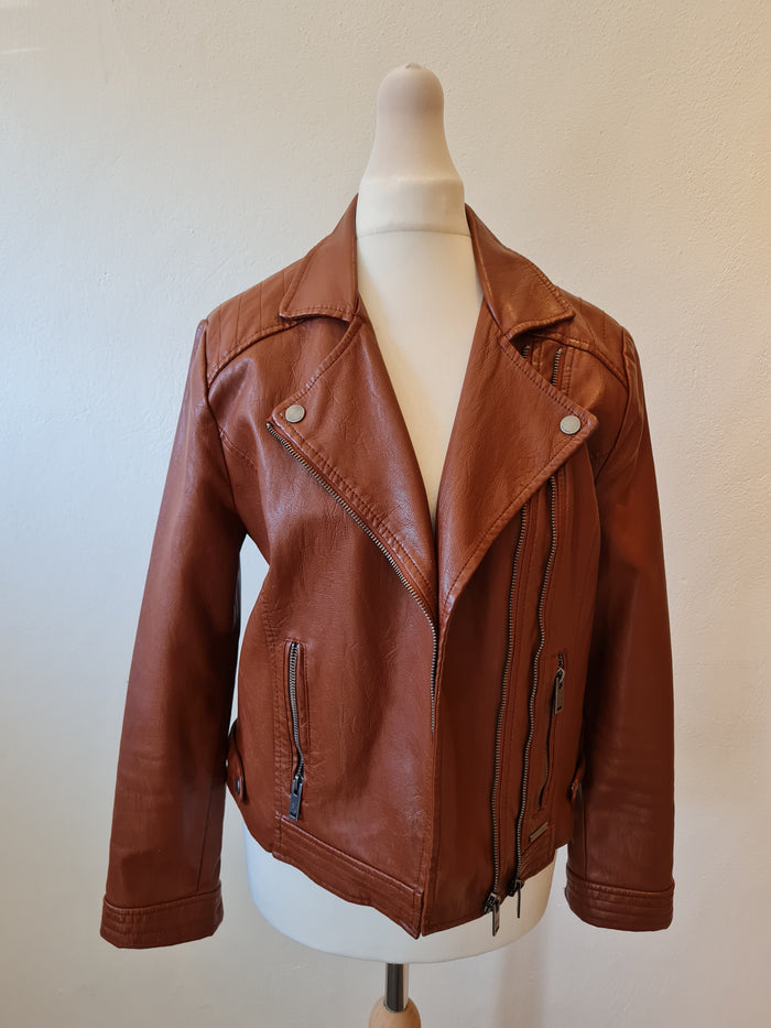 Pepe Jeans Brown Leather Jacket M