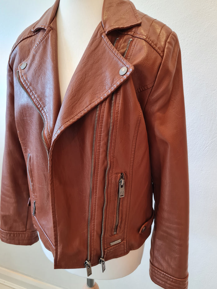 Pepe Jeans Brown Leather Jacket M