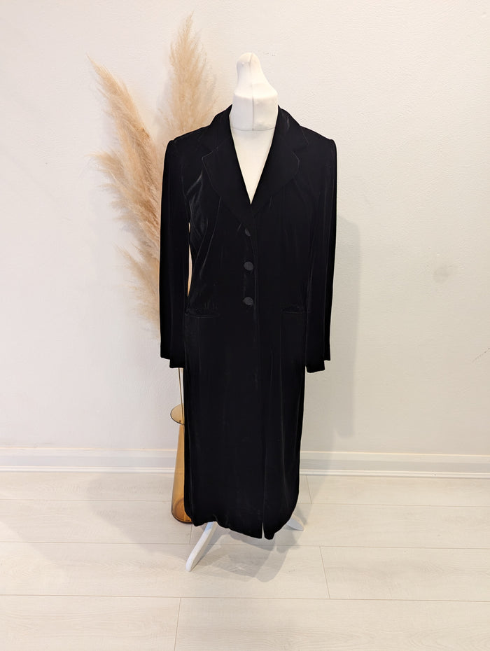 Per Una Black Long Velvet Coat 14