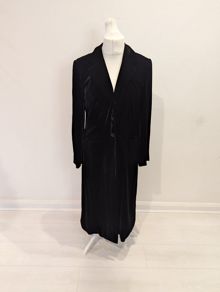 Per Una Black Long Velvet Coat 14