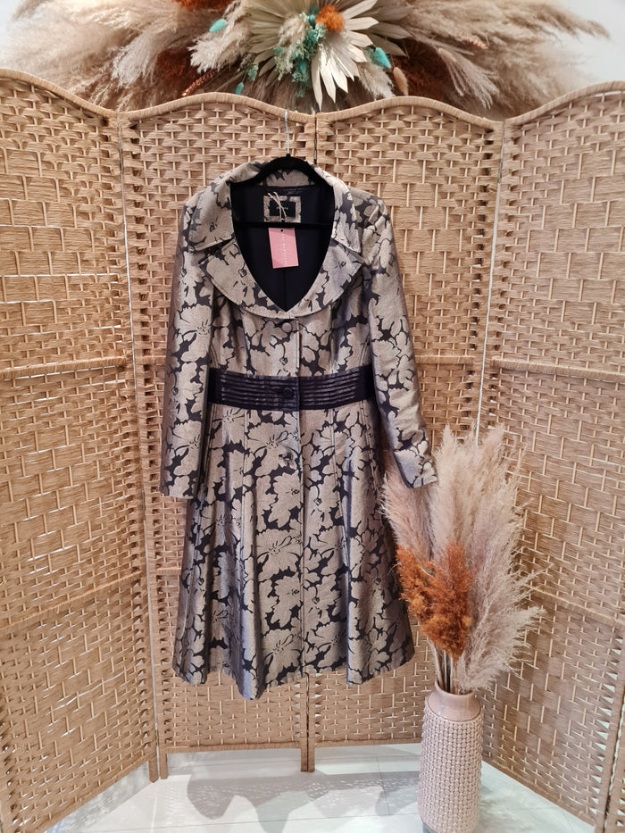 Per Una Blk/Gold Brocade Coat Size 14