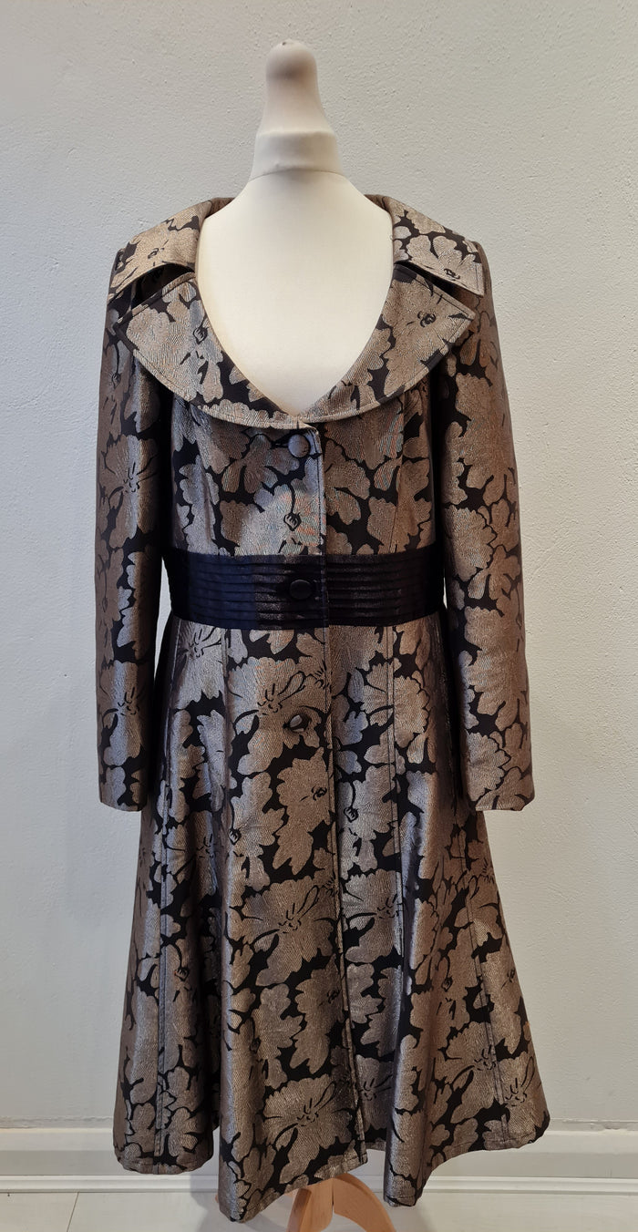 Per Una Blk/Gold Brocade Coat Size 14